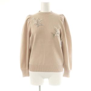配色ビーズ刺繍プルオーバー ニット セーター 長袖 2 ピンク /AT OS