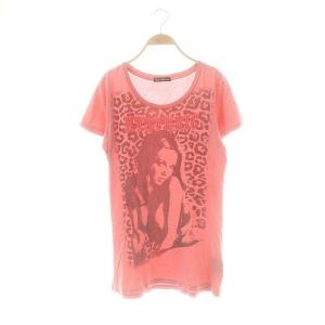 ヒスガール ヒョウ柄 Tシャツ カットソー F ピンク 黒 /CX OS