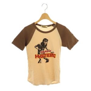 ラグラン 半袖 Tシャツ カットソー プリント F 茶 ベージュ /CX OS