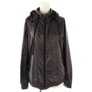 ヒョウ柄 ナイロンジャケット ブルゾン F パープル ブラック /DF OS