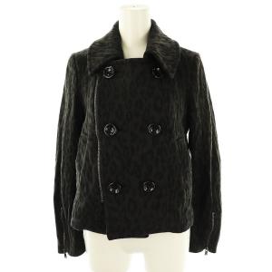 ウール混 ヒョウ柄 ダブルライダースジャケット レオパード F チャコール /DF OS