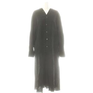 カラーレスシャツワンピース ロング 長袖 F ブラック /ES OS