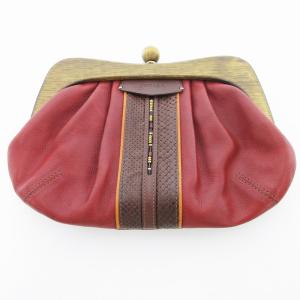 クラッチ ハンドバッグ ショルダー 3WAY がま口 赤 レッド 茶 ブラウン /UO