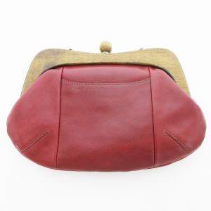 genten クラッチ ハンドバッグ ショルダー 3WAY がま口 赤 レッド 茶 ブラウン /UO