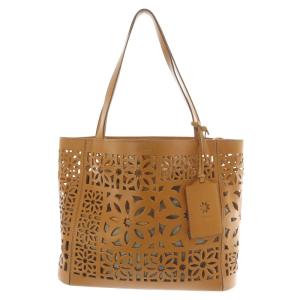 トートバッグ ハンドバッグ カットワーク レザー インナーバッグ付き ブラウン /YO12