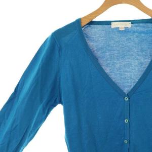 JOHN SMEDLEY コットン Vネック 薄手カーディガン 七分袖 M ブルー /CX OS