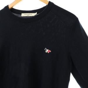 Maison Kitsuné R-NECK PULLOVER TRICOLOR FOX PATCH ニット セーター 長袖 S ネイビー