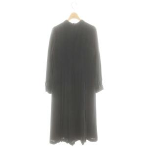 CELFORD ボウタイプリーツワンピース ミモレ ロング 長袖 36 紺 ネイビー /AT OS