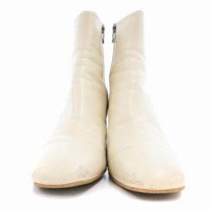 DIANA ショートブーツ シューズ ハイヒール スクエアトゥ チャンキーヒール 24.5?p アイボリー /AE