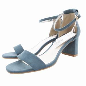 タグ付き セパレートサンダル チャンキーヒール アンクルストラップ 23.5cm 青 ブルー /GV