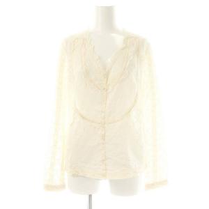 シルク混 フリル刺繍 ブラウス 長袖 2 アイボリー /DF OS