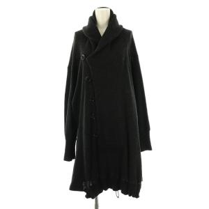 ウールフロントボタンニットワンピース 膝丈 長袖 M ダークグレー /DO OS