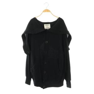 ウール フーディー カーディガン ニット M 紺 ネイビー /AT OS