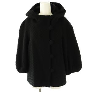 ウール フーディー ブルゾン 七分袖 1 ブラック /HK OS