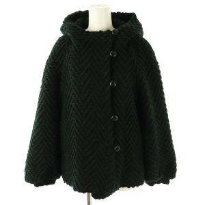 ウール アルパカ混 ヘリンボーン フーディー コート 2 グリーン /HK OS