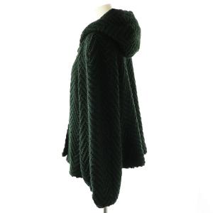 TSUMORI CHISATO ウール アルパカ混 ヘリンボーン フーディー コート 2 グリーン /HK OS