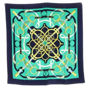 黄金の拍車 Eperon d or スカーフ 総柄 紺 ネイビー カレ90 /SR24 OH