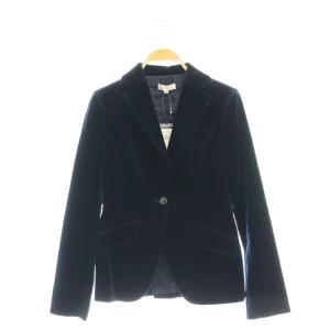 ベロア テーラードジャケット 総裏地 38 紺 ネイビー /CX OS