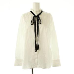 24AW フリル リボン ボウタイ ブラウス 長袖 ホワイト /HK OS