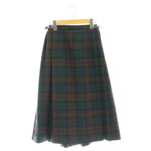 チェック ウール ラップスカート フレア ミモレ ロング 40 緑 グリーン /AT OS