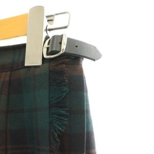 O'NEIL OF DUBLIN チェック ウール ラップスカート フレア ミモレ ロング 40 緑 グリーン /AT OS