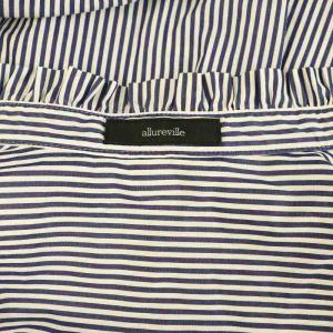 allureville オックススタンドフリルフレンチスリーブシャツ ストライプ 2 ネイビー /MY OS