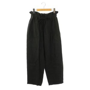 ハイウエスト リネンパンツ テーパード 36 ブラック JL-2611 /HK OS