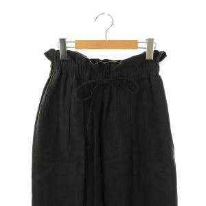 Le glazik ハイウエスト リネンパンツ テーパード 36 ブラック JL-2611 /HK OS