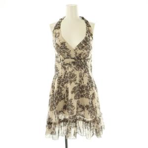 総柄 ワンピース ホルターネック FREE アイボリー ダークグレー /MI OS