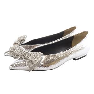 24SS  ANNA V JEWELRY リボンビジュー フラットシューズ パンプス ポインテッドトゥ