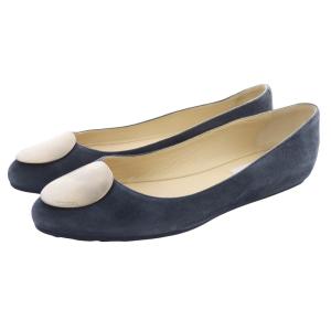 フラット パンプス スエード 36 紺 ネイビー /SR10