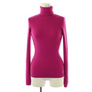 ロゴ刺繍 タートルネックリブニット セーター 長袖 38 ピンク /DF OS