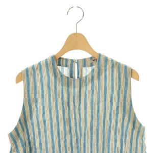 45rpm リネン ストライプ ノースリーブブラウス カットソー 2 水色 マルチカラー /CX OS