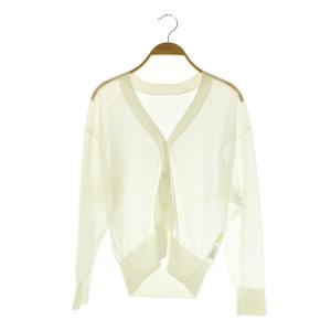 23SS シアーVネックニットカーディガン 長袖 36 ホワイト /MY OS SH