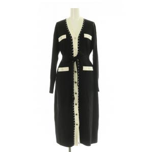 23AW チェーンミドルニットカーディガン 長袖 ロング 36 ブラック /MY OS