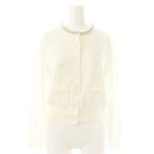 25SS シルクブレンドビジューネックカーディガン ニット F ホワイト /ES OS SH