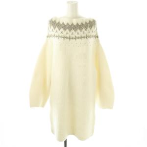 24AW フェアアイルニットミニワンピース プルオーバー ビジュー装飾 F 白 シルバー色 /CX OS
