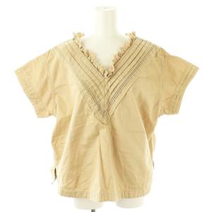 ゴマチノのタックレースTシャツ カットソー 半袖 ベージュ /HK OS SH