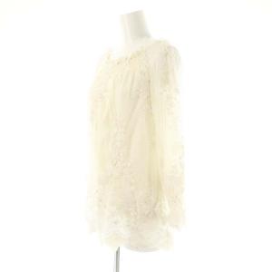 fifilles フランス製 フラワー刺繍 チュール ブラウス 七分袖 プルオーバー T1 アイボリー /NR OS SH