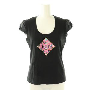 ヴィンテージ バックロゴ フロント刺繍 フリル カットソー 2 黒 ピンク /MI OS