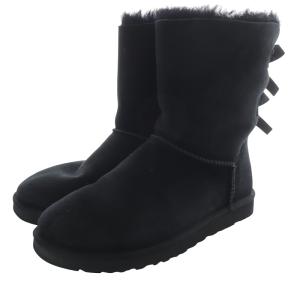 UGG australia BAILEY BOW 2 ムートンブーツ ミドル ロゴ 25cm 黒 ブラック 1002954 /SR24