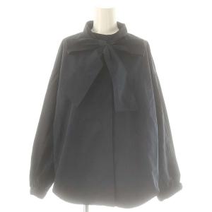 ナイロン混 ボウタイブラウス 長袖 F ネイビー /HK OS SH