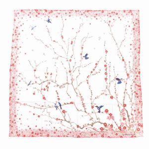 タグ付き スカーフ ストール 総柄 梅 シルク ピンク /AE