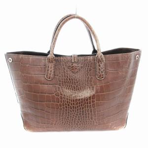Longchamp ロゾ トートバッグ 型押し トグルボタン 茶 ブラウン /AE