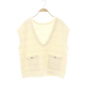 24SS フェザーツイード ニットベスト 36 S 白 ホワイト /SY OS