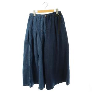 24年 サイドプリーツ ワイドパンツ デニム M インディゴブルー /CX OS
