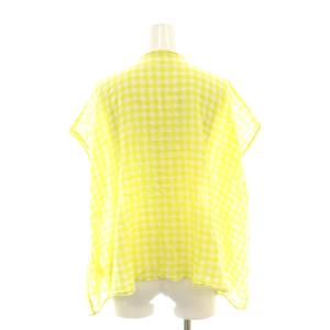 SOIL ファンシーギンガムチェック バンドカラーシャツ ブラウス シアー 1 イエロー ホワイト /CX OS