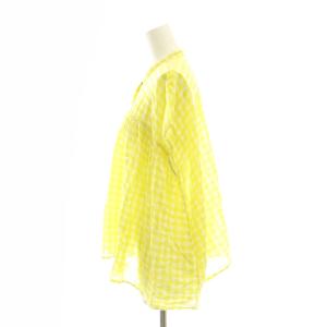 SOIL ファンシーギンガムチェック バンドカラーシャツ ブラウス シアー 1 イエロー ホワイト /CX OS