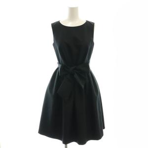 クチュール ノースリーブタックフレアワンピース 膝丈 32P 黒 /NR OS
