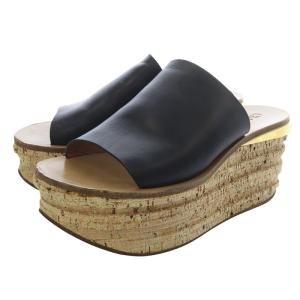 Camille ウェッジソール サンダル レザー 36 黒 ブラック /SR37